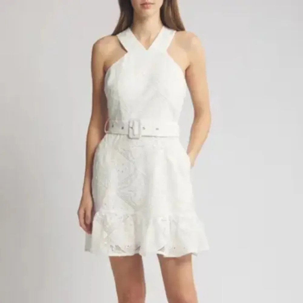 Elegant White Halter Mini Dress